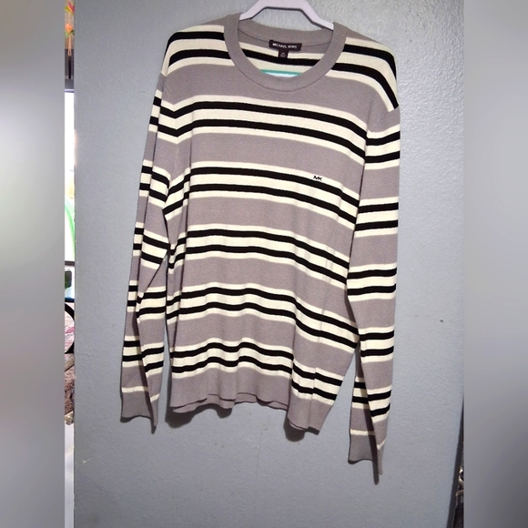 Michael Kors Men Crewneck Sweater in Gray and Black Dize XXL - Picture 1 of 7